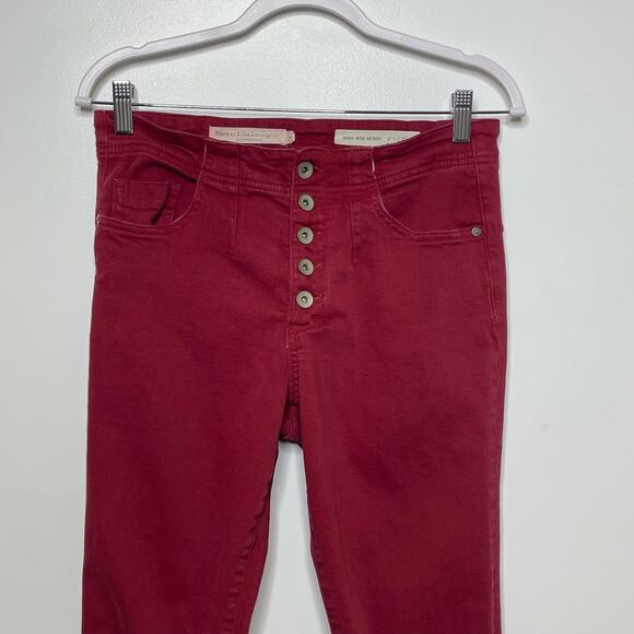 Pilcro and the Letterpress Anthropologie High Rise Skinny Button Fly Pants 29 - Picture 3 of 11